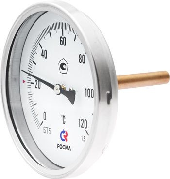 Термометр общетехнический (осевое присоединение) БТ-31.211,  длина 46мм.